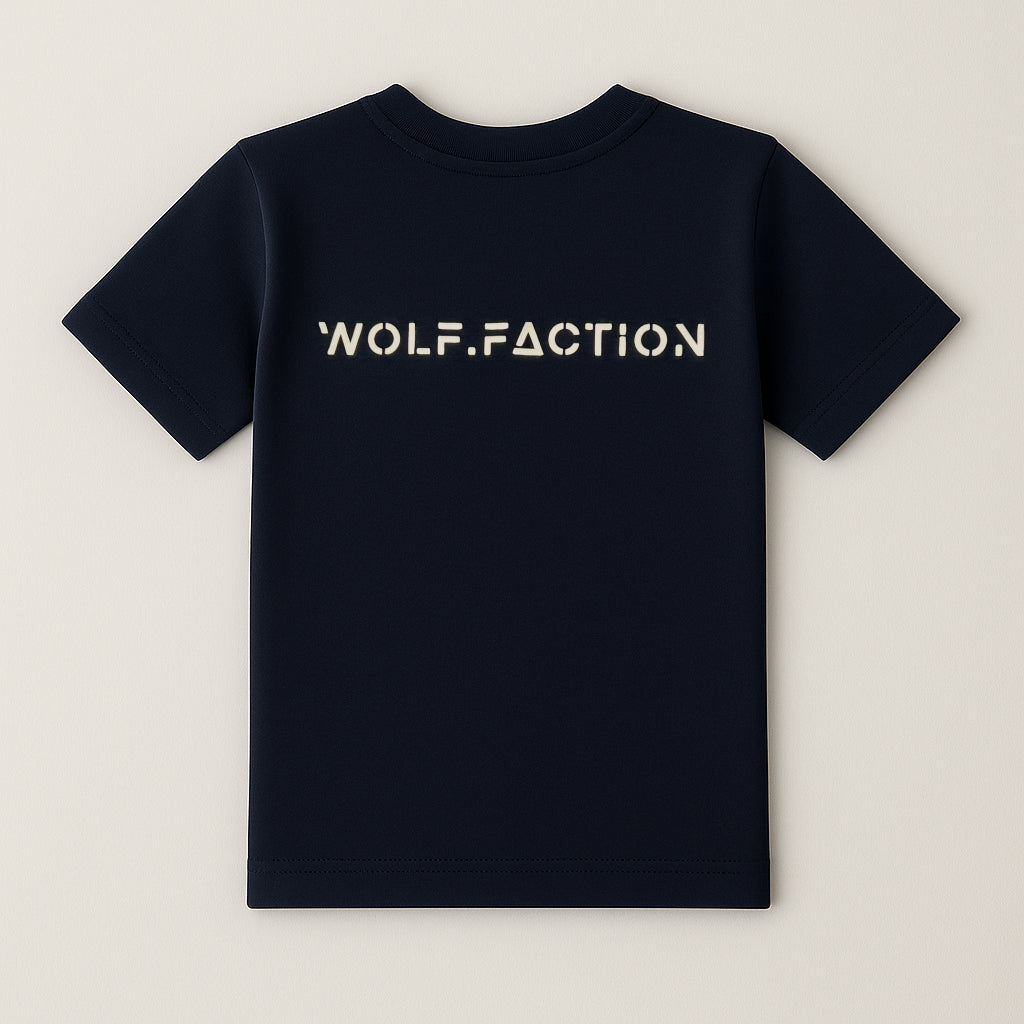 SHAPED & LITTLE WOLF T-SHIRT (marineblauw)