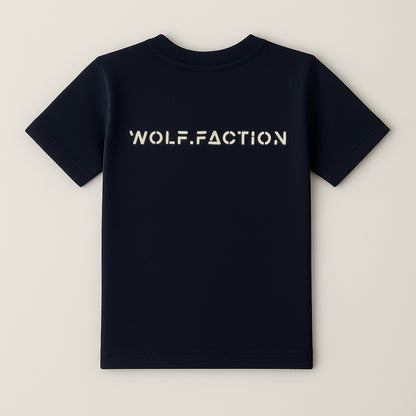 SHAPED & LITTLE WOLF T-SHIRT (marineblauw)